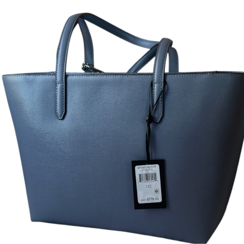 DKNY Blue Bryant Medium Zippered Tote Bag with Structured Design MSRP 178.00 - Picture 6 of 7